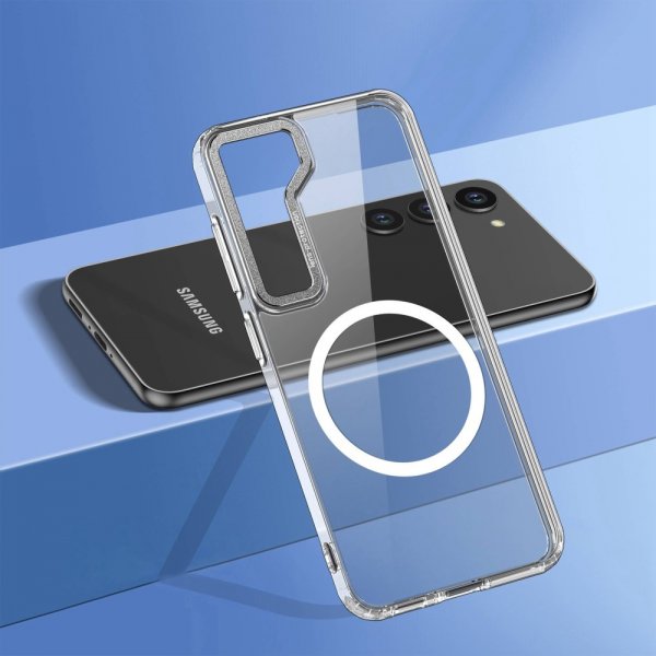 Samsung Galaxy S23 Plus Cover Transparent MagSafe Sølv