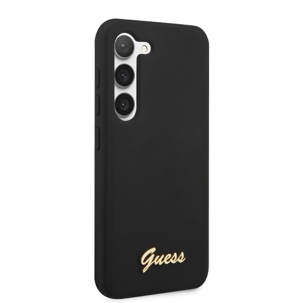 Guess Samsung Galaxy S23 Cover Liquid Silikone Metal Logo Sort