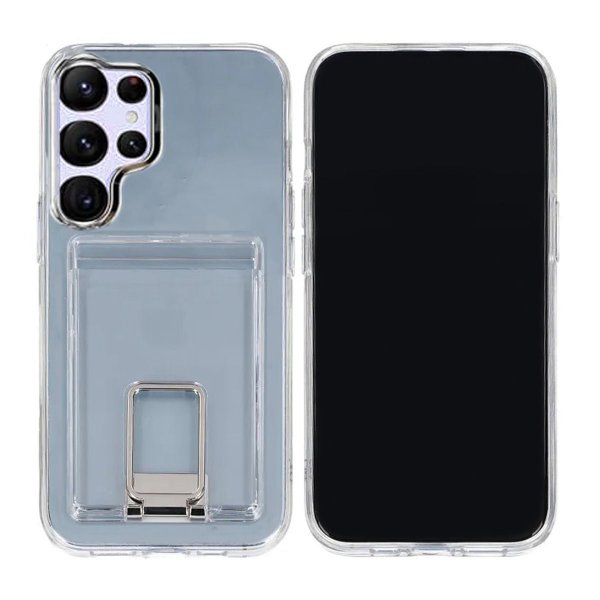Rvelon Samsung Galaxy S23 Ultra Cover med Stand Kortlomme Transparent