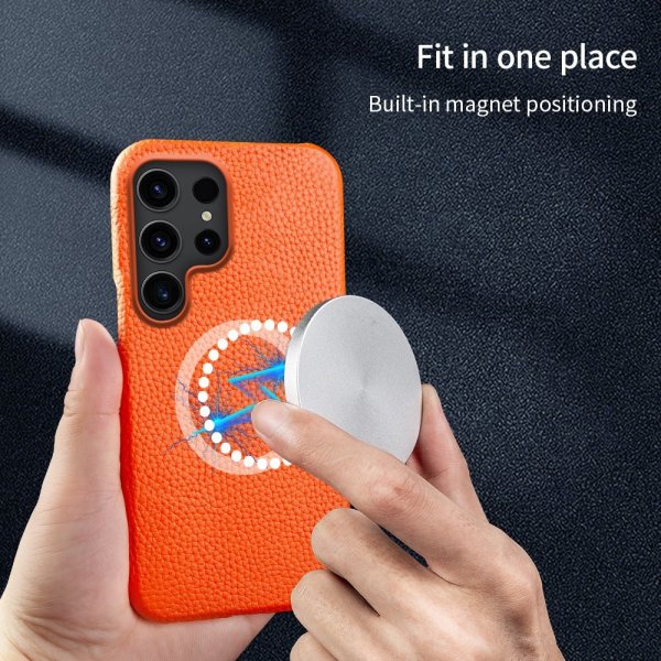 Samsung Galaxy S23 Ultra Cover Ægte Læder MagSafe Mørkegrøn