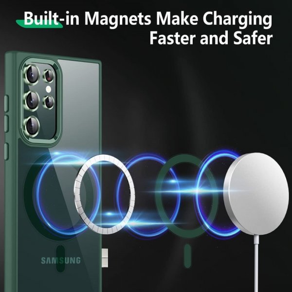 Samsung Galaxy S23 Ultra Cover Farvet Kant MagSafe Grøn