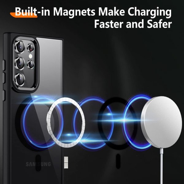 Samsung Galaxy S23 Ultra Cover Farvet Kant MagSafe Sort