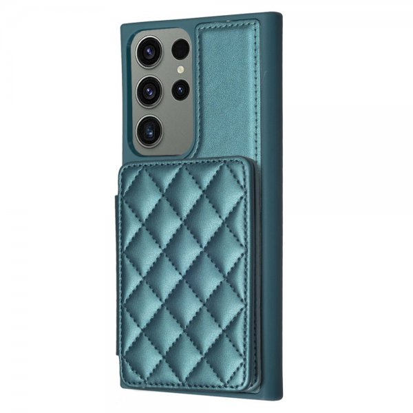 Samsung Galaxy S23 Ultra Cover Kortholder Rombemønster Grøn