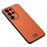 Slidstærkt Samsung Galaxy S23 Ultra Cover Lædertekstur Orange