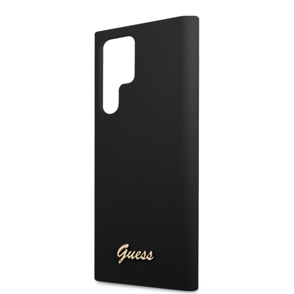 Guess Samsung Galaxy S23 Ultra Cover Flydende Silikone Metal Logo Sort
