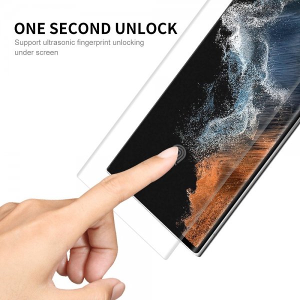 Enkay Samsung Galaxy S23 Ultra Cover med Skærmbeskytter Lædertekstur Blå
