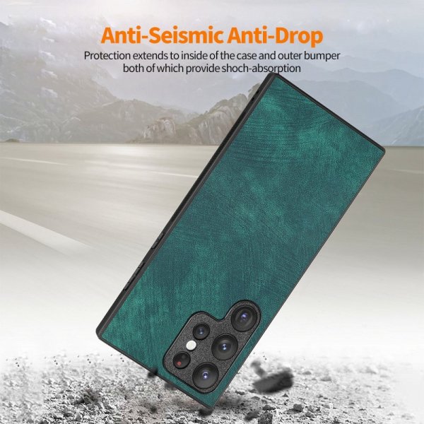 Enkay Samsung Galaxy S23 Ultra Cover med Skærmbeskyttelse Lædertekstur Brun