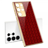 GKK Samsung Galaxy S23 Ultra Cover Mønster Rødt Vævet Design