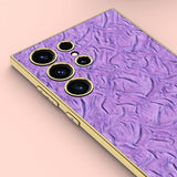 GKK Samsung Galaxy S23 Ultra Cover Stof Belagt Kant Lilla
