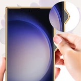 GKK Samsung Galaxy S23 Ultra Cover Stof Belagt Kant Lilla