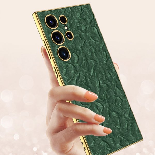 GKK Samsung Galaxy S23 Ultra Cover Stof Belagt Kant Hvid