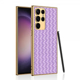 GKK Samsung Galaxy S23 Ultra Cover Vævemønster Lilla