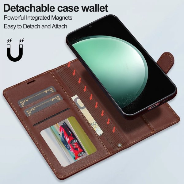 Lc.Imeeke Samsung Galaxy S24 FE Etui med Aftageligt Cover L2 Series MagSafe Brun