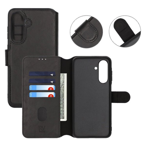 Rvelon Samsung Galaxy S24 FE Etui 4 Kortlommer Sort
