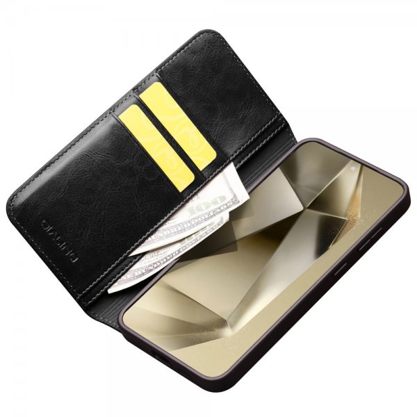 Qialino Samsung Galaxy S24 Etui Ægte Læder Sort