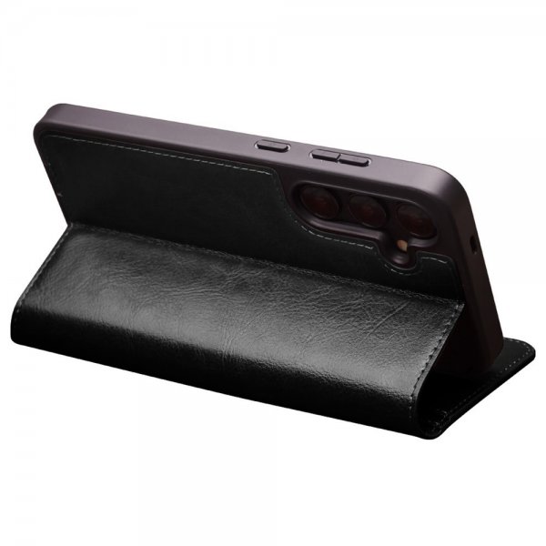 Qialino Samsung Galaxy S24 Etui Ægte Læder Sort