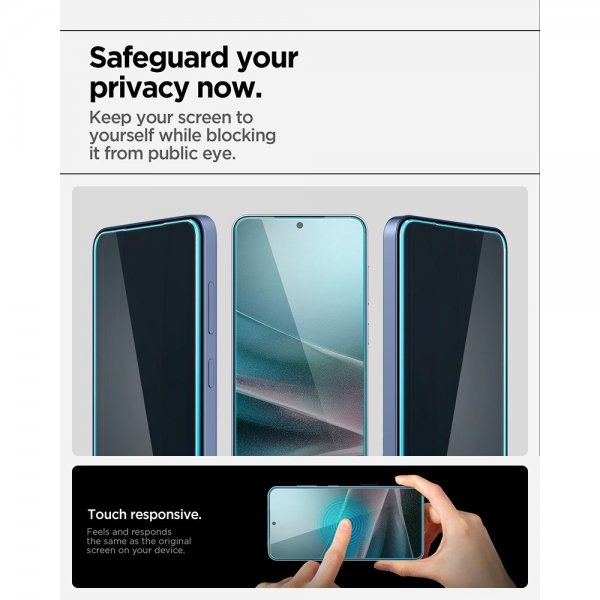 Spigen Samsung Galaxy S24/Galaxy S25 Skærmbeskyttelse GLAS.tR EZ Fit Privacy 2-pak