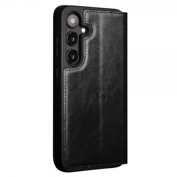 Qialino Samsung Galaxy S24 Plus Cover Ægte Læder Kortlomme Sort