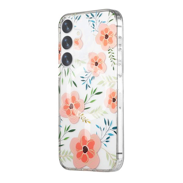 Samsung Galaxy S24 Plus Cover Blomstret Mønster MagSafe Pink