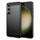 Samsung Galaxy S24 Plus Cover Børstet Kulfibertekstur Sort