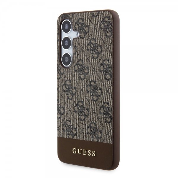 Guess Samsung Galaxy S24 Plus Cover Bottom Stripe Metal Logo Brun