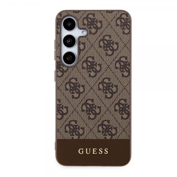 Guess Samsung Galaxy S24 Plus Cover Bottom Stripe Metal Logo Brun