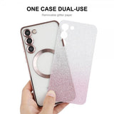 Enkay Samsung Galaxy S24 Plus Cover Forgyldt Kant Glitter MagSafe Grøn