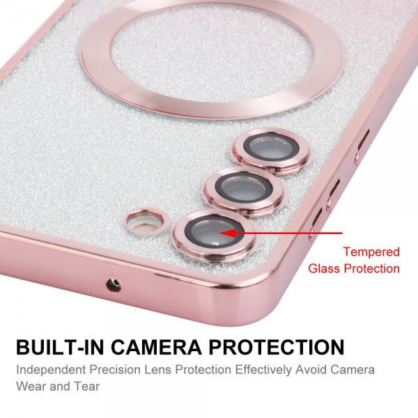 Enkay Samsung Galaxy S24 Plus Cover Forgyldt Kant Glimmer MagSafe Guld