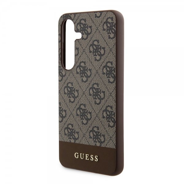 Guess Samsung Galaxy S24 Cover Bottom Stripe Metal Logo Brun