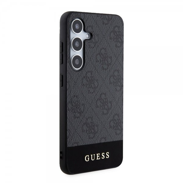 Guess Samsung Galaxy S24 Skal Bottom Stripe Metal Logo Sort
