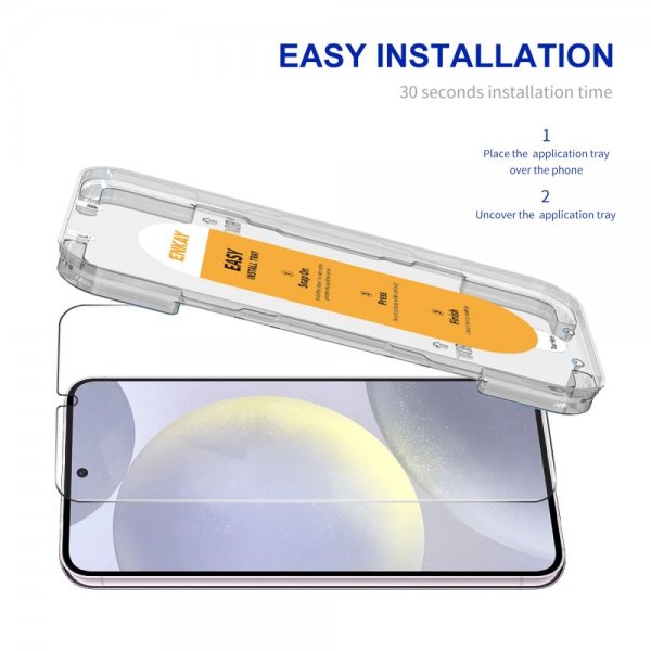 Enkay Samsung Galaxy S24 Skærmbeskyttelse med Monteringsramme Easy Install