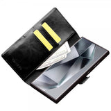 Qialino Samsung Galaxy S24 Ultra Etui Ægte læder Kortlomme Sort