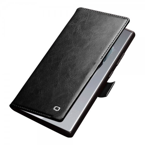 Qialino Samsung Galaxy S24 Ultra Etui Ægte læder Kortlomme Sort