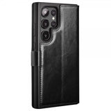 Qialino Samsung Galaxy S24 Ultra Etui Ægte læder Kortlomme Sort