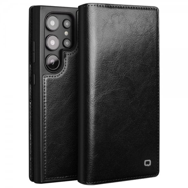 Qialino Samsung Galaxy S24 Ultra Cover Ægte Læder Sort