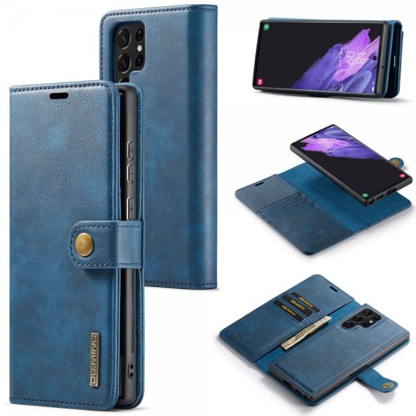 Dg.Ming Samsung Galaxy S24 Ultra Etui med Aftageligt Cover Blå