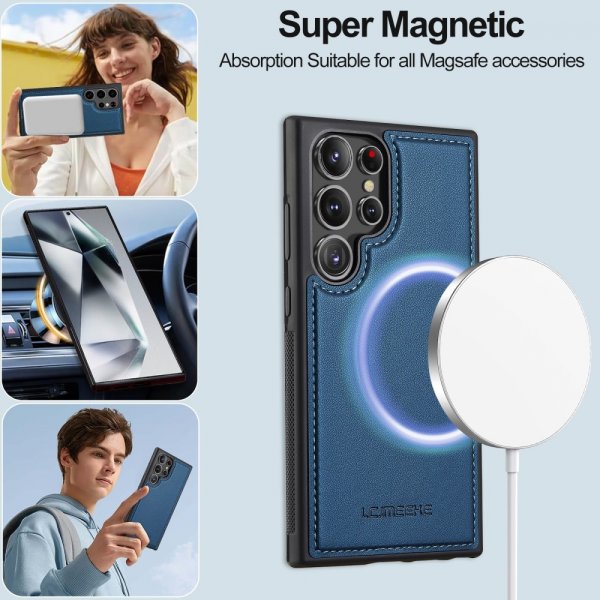 Lc.Imeeke Samsung Galaxy S24 Ultra Cover med aftageligt etui L2 Series MagSafe Blå