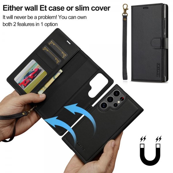 Lc.Imeeke Samsung Galaxy S24 Ultra Etui med Aftageligt Cover L2 Series MagSafe Sort