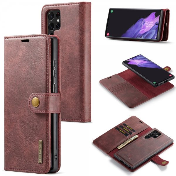 Dg.Ming Samsung Galaxy S24 Ultra Etui med Aftageligt Cover Rød
