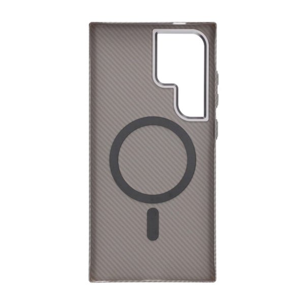 Samsung Galaxy S24 Ultra Cover Kulfiber Mønster MagSafe Grå