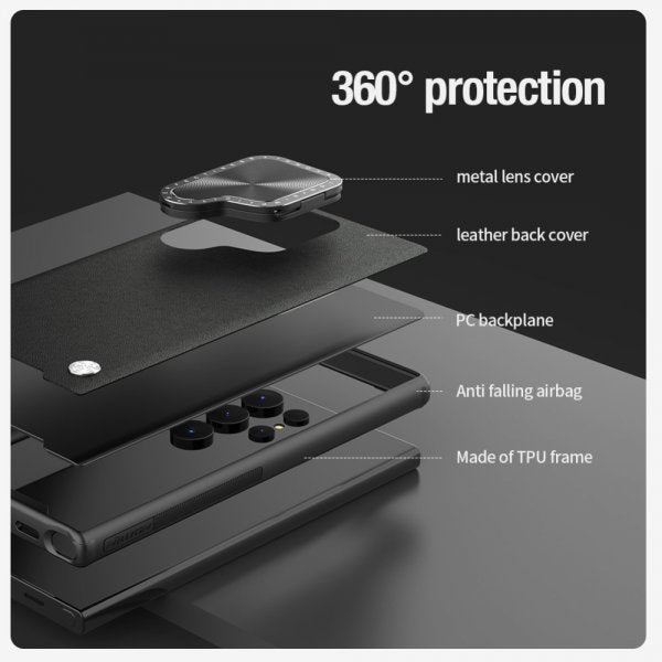 Nillkin Samsung Galaxy S24 Ultra Cover CamShield Prop Læder MagSafe Sort