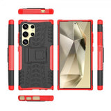 Samsung Galaxy S24 Ultra Cover Dækmønster Stativfunktion Rød
