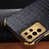 Samsung Galaxy S24 Ultra Cover Krokodillemønster Fingerring Hvid