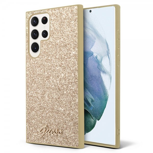 Guess Samsung Galaxy S24 Ultra Cover Fixed Glitter Guld
