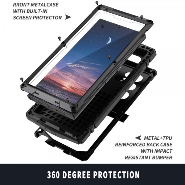 R-JUST Samsung Galaxy S24 Ultra Cover Metal Stødsikkert Sort