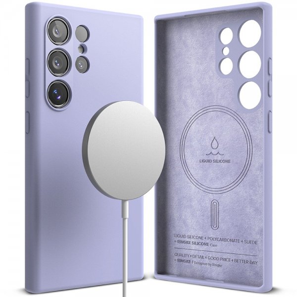 Ringke Samsung Galaxy S24 Ultra Cover Silicone Magnetic Lavender
