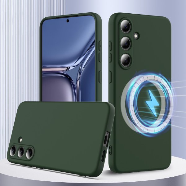Samsung Galaxy S25 FE Cover med strop Silikone MagSafe Mørkegrøn