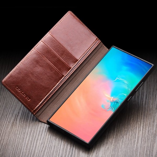 Qialino Samsung Galaxy S25 Etui Ægte Læder Sort