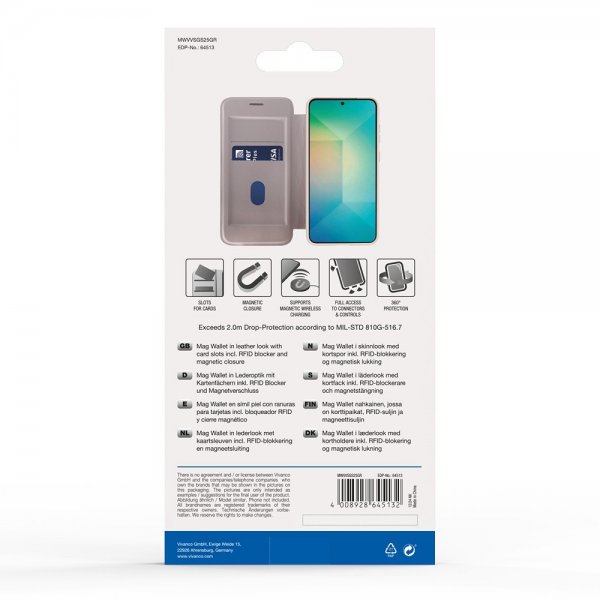 Vivanco Samsung Galaxy S25 Etui Mag Wallet Greige