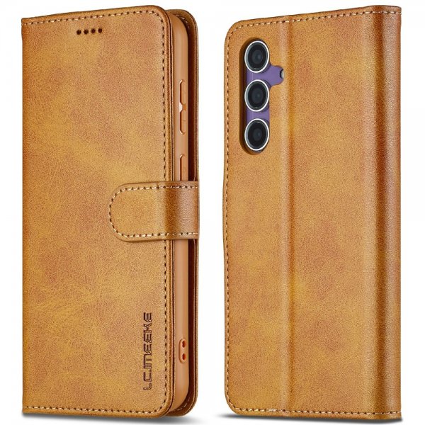 Lc.Imeeke Samsung Galaxy S25 Etui med Kortlomme Standfunktion Lysebrun